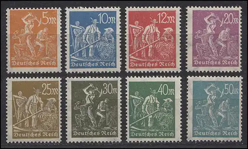 238-245 Freimarken Arbeiter: 5 bis 50 Mark 1922/1923, 8 Werte, Satz **