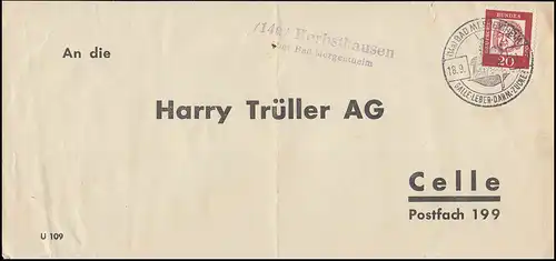 Landpost Herbsthausen über Bad Mergentheim Bedarfserhaltung/senkrechter Briefbug