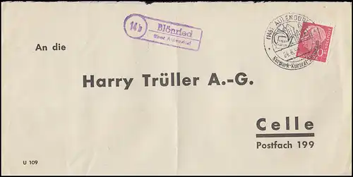 Landpost Blönried über Aulendorf 1959 Bedarfserhaltung/senkrechter Briefbug