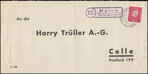 Landpost Halne über Frankenberg/Eder Bedarfserhaltung/senkrechter Briefbug