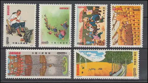 China 1189-1194 Gemälde der Bauern von Huhsien 1974, 6 Werte, Satz ** / MNH