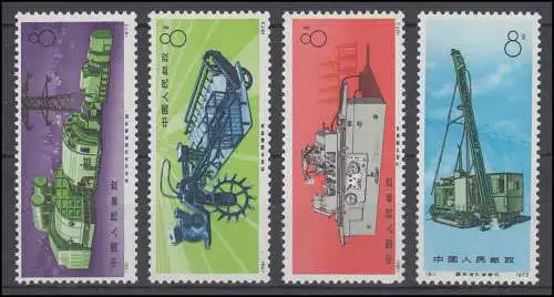 Chine 1221-1224 Industrie mécanique 1973, 4 valeurs complètes, ensemble ** / MNH