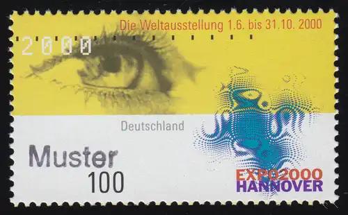 2089 Weltausstellung EXPO 2000 Hannover: Auge und Emblem, Muster-Aufdruck