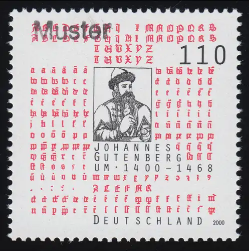 2098 Erfinder des Buchdruckes Johannes Gutenberg, Muster-Aufdruck