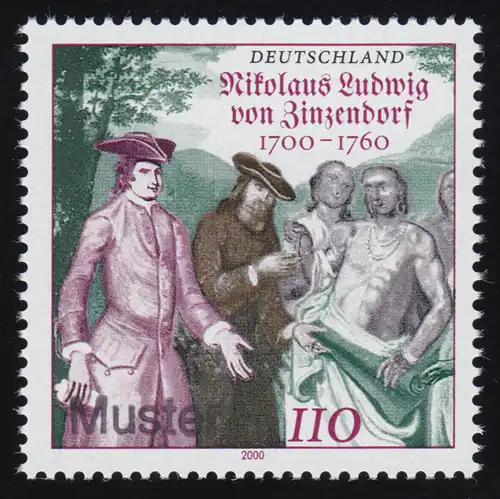 2115 Nikolaus Ludwig von Zinzendorf, Muster-Aufdruck