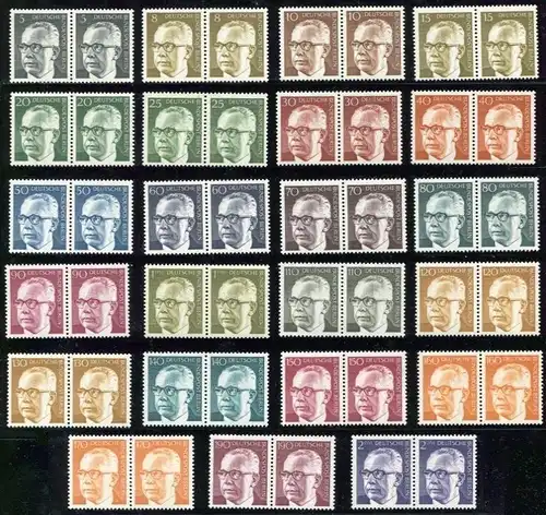 359ff Heinemann komplett, 23 Werte waagerechte Paare, Satz ** postfrisch