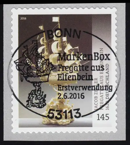 3250 Jacob Zeller - Fregatte aus Elfenbein, selbstklebend, EV-O Bonn