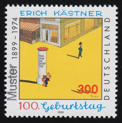 2035 Schriftsteller Erich Kästner, Muster-Aufdruck