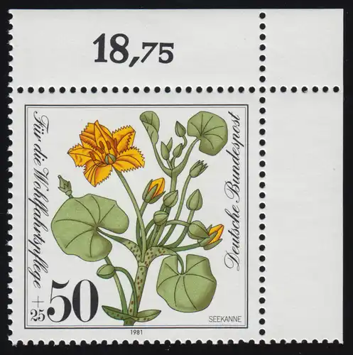 1109 Wohlfahrt Seekanne 50+25 Pf ** Ecke o.r.