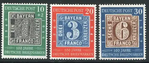 113-115 100 Jahre Briefmarken 1949, Satz postfrisch **