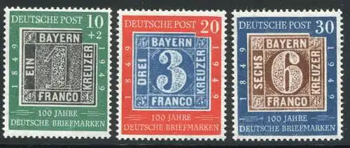 113-115 100 Jahre Briefmarken 1949, Satz postfrisch **