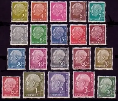 177-196 Heuss I, 20 valeurs Kpl. Kit frais / ** / MNH