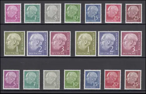 179 ff Variantes caoutchoucs de heuss v / w 10 valeurs complètes, frais de port **