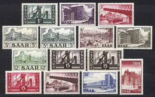 319-337 francs 1952/55, 14 valeurs complètes, **