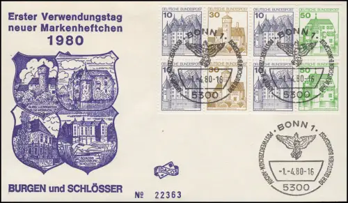 HBl. 27I BUS 1980 Bdr. a.F. de MH 22I BuS 1980 sur FIDACOS-FDC Berlin 1.4.80