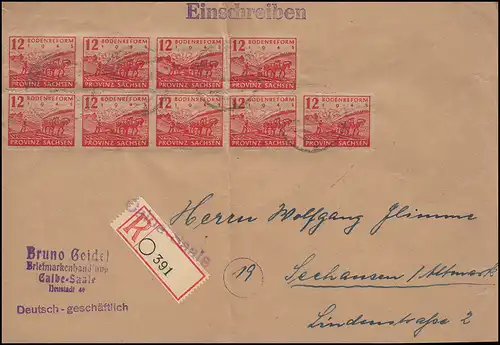 91 Bodenreform Zigarettenpapier MeF Briefausschnitt Not-R-Zettel Calbe-Saale