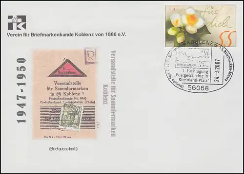 USo 81 Service d'expédition de timbres de collection SSt KOBLENZ Foire des timbreS 24.3.2007