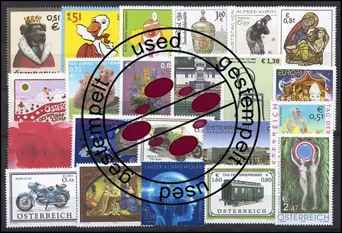 2363-2401 Autriche-Janvier 2002 complet, cacheté