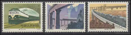 1536-1538 Chine - Construction ferroviaire, frais de port ** / MNH