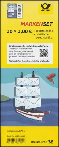 FB 115aIII Briefsegler 100 C., Folienblatt 10x3653II, Druckerei Enschede, **