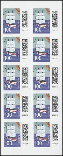 FB 115aIII Briefsegler 100 C., Folienblatt 10x3653II, Druckerei Enschede, **