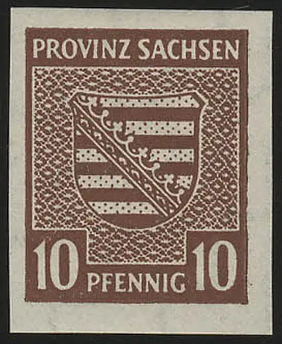 SBZ 72 Provinzwappen 10 Pf, rötlichbraun, ungezähnt, **