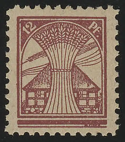 SBZ 17 marque libre 12 Pf lilakarmin sur papier blanc, **