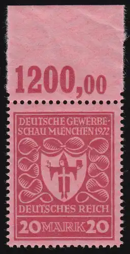 204b P OR Gewerbeschau 20 M seltene Farbe, glatte Gummierung, ungefalteter OR **