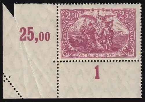 113e Marque libre: coin et l. avec inclinaison en bordure de l'arc, marque ** / bord Point d'étage
