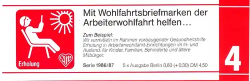 AWO/Wofa 1986 Gläser & Becher mit Schlangenfadenmuster 60 Pf, 5x766, postfrisch