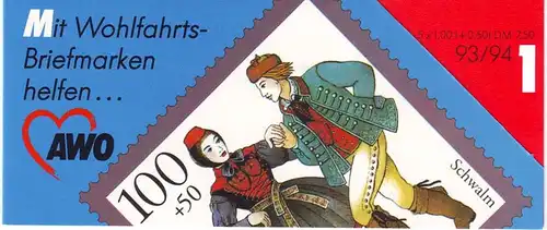 AWO/ Wofa 1993 100 Pf, 5x1698, frais de port