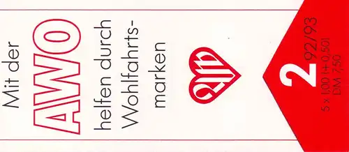 AWO/Wofa 1992 100 Pf, 5x1634, postfrisch