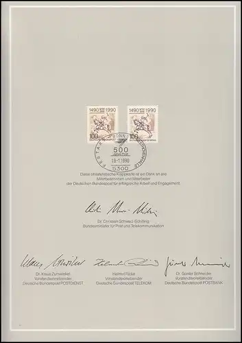 MiSK 1 liaisons postales en Europe Type A4h SSt Bonn Festact Beehovenhalle 19.1.90