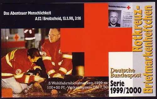 DRK/Wohlfahrt 1999/2000 Kosmos Sternbild Schwan 100 Pf, 5x2078, Tagesstempel