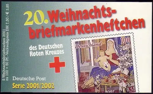 DRK/Weihnachten 2001/02 Jungfrau / Kind 51 Cent, 5x2226 20.MH, Tagesstempel