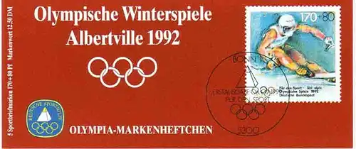 Sport 1992 Ski Alpin - Herren-Slalom 170 Pf, 5x1595, gestempelt