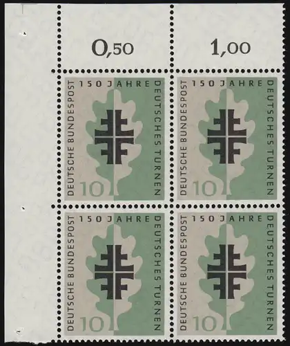 292 Turnbewegung ** Eck-Vbl. o.l. Zähnung 1-dg +