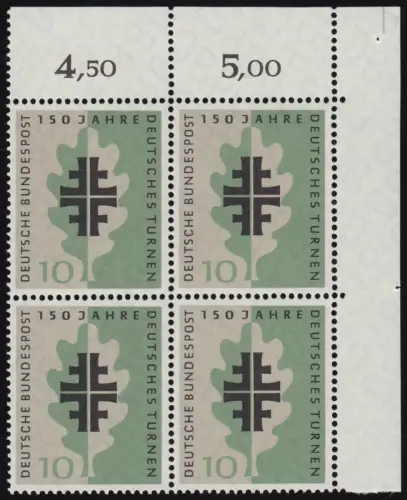 292 Turnbewegung ** Eck-Vbl. o.r. Zähnung 1-dg +