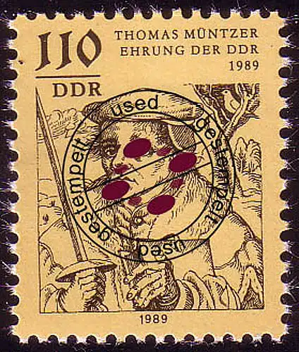 3237 Thomas Müntzer 110 Pf 1989 aus Block 97 O