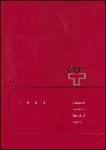 PTT-Jahrbuch Schweiz 1992, alle Marken mit Ersttagsstempel