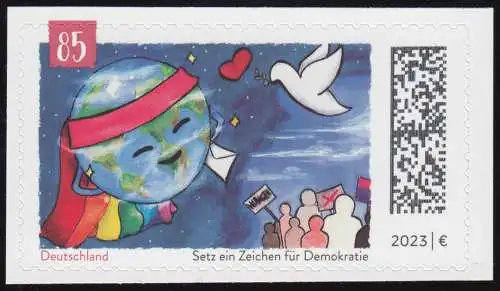 3772 Setz ein Zeichen für Demokratie, selbstklebend, ** / MNH