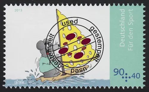 3005 Sporthilfe Uli Stein: Surfmaus, gestempelt O