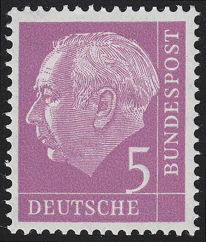 179x Ww Heuss 5 Pf glatte Gummierung ** postfrisch