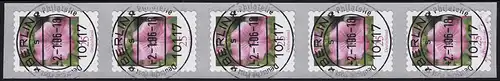 2513 Malve 25 Cent sk, 5er-Streifen aus 10000er-Rolle, GERADE Nummer ET-O Berlin