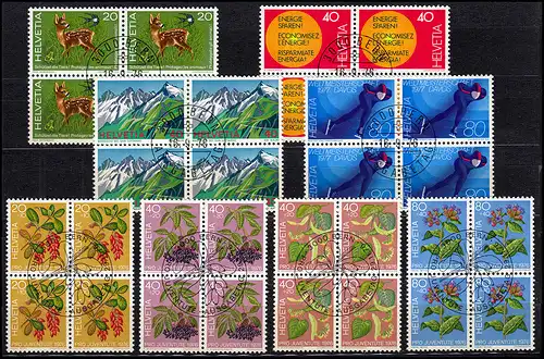 1069-1086 Schweiz-Jahrgang 1976 komplett als Viererblöcke, zentrische ET-O BERN