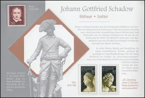 3079 Johann Gottfried Schadow, Schmuck-FDC ESSt Bonn und Berlin, mit Klappkarte