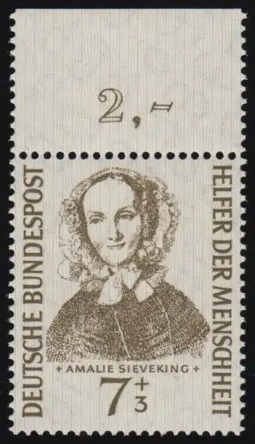 222 Helfer der Menschheit 7+3 Pf Sieveking ** Oberrand dgz