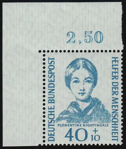 225 Helfer der Menschheit 40+10 Pf Nightingale ** Ecke o.l. 1-0