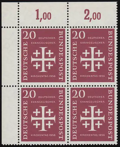 236 Kirchentag 20 Pf ** Eck-Vbl o.l.