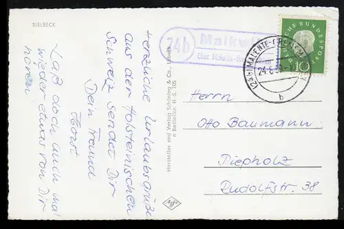 Landpost 24b Malkwitz über Malente-Gremsmühlen 24.8.59 auf AK Sielbeck